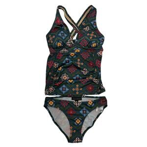 A Pea in the Pod Floral Tankini Swimsuit Set XS | Retro Boho Maternity Swimwear